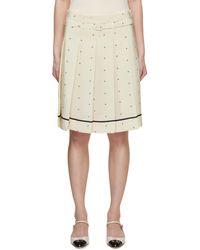 N°21 - Palm Embroidery Pleated Silk Skirt - Lyst