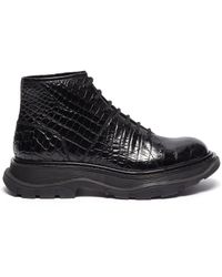 haskell studded leather and logo combat boot