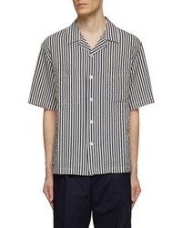 Barena - Open Collar Striped Cotton Silk Shirt - Lyst