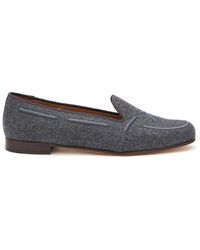 Stubbs & Wootton Velvet Embroidered Accent Loafers - Blue Flats, Shoes -  WWS30346