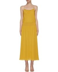 theory ribbed flounce midi dress
