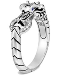 John Hardy Legends Naga' Diamond Sapphire Sterling Silver Dragon Ring - White