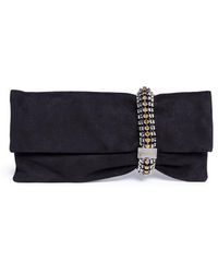 Jimmy Choo 'chandra' Jewelled Bracelet Suede Clutch - Blue