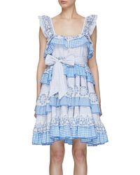 Innika Choo Mix Layer Ruffle Frill Detail Mini Dress Women Clothing Dresses Mix Layer Ruffle Frill Detail Mini Dress - Blue