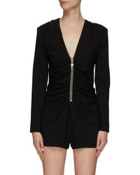 Womens Clothing Jumpsuits and rompers Playsuits Saint Laurent Synthetic Deep V Romper in Black 