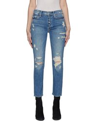 Mother 'the Dazzler' Mid Rise Fly Cut Distressed Ankle Jeans - Blue