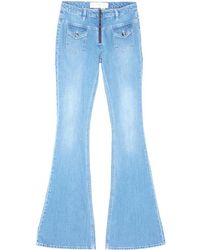 Victoria, Victoria Beckham Flap Pocket Zip Front Flared Jeans - Blue