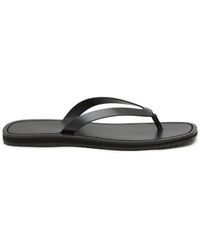 The Row City Leather Flip Flops in Black | Lyst