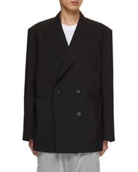 WOOYOUNGMI - Logo Pin Double Breasted Wool Blazer - Lyst