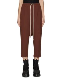Womens Clothing Trousers Slacks and Chinos Capri and cropped trousers Rick Owens Silk Drop-crotch Cropped Trousers in Brown 