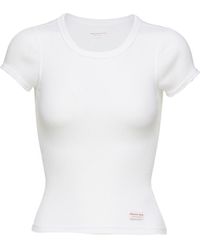 Alexander Wang - Short Sleeve Ribbed Cotton T-shirt - Lyst