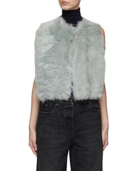 Womens Clothing Jackets Waistcoats and gilets Grey Karl Donoghue Leather Ribbed Knit Trim Shearling Zip-up Gilet in Grey 