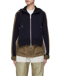 Sacai 'sponge Sweat X Ma-1' Zip-up Hoodie in Blue | Lyst