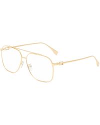 Fendi - Baguette Metal Square Optical Glasses - Lyst
