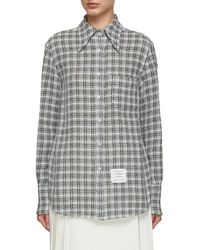 Thom Browne - Easy Fit Exaggerated Point Collar Check Shirt - Lyst
