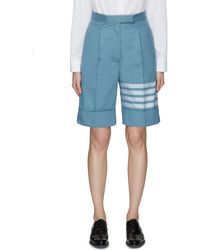 Thom Browne Cotton Four-bar Stripe Track Shorts in Blue Save 15% Womens Clothing Shorts Mini shorts 