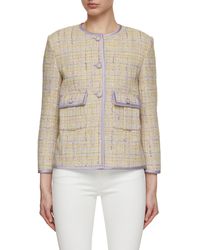 St. John - Contrast Trim Tweed Jacket - Lyst