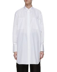 Sacai - 'thomas Mason' Oversize Logo Embroidered Poplin Cotton Shirt - Lyst