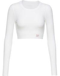 Alexander Wang - Cropped Long Sleeve Ribbed Cotton T-shirt - Lyst