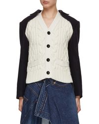 Sacai Wool Suiting X Knit Cardigan in Gray | Lyst