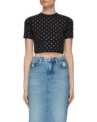 Alexander Wang All Over Crystal Logo Cropped Top - Black