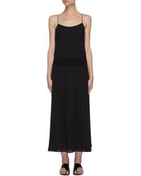 theory ribbed flounce midi dress