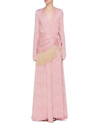 Hellessy Emerson Fringe-trimmed Moire Wrap Maxi Dress - Pink