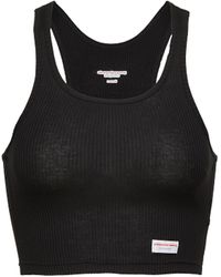 Alexander Wang - Cropped Ribbed Cotton Racerback Tank - Lyst