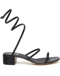 Rene Caovilla Cleo Chandelier Ankle-wrap Crystal-embellished Satin Sandals in Violet (Purple) - Lyst