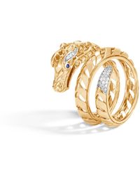 John Hardy 'legends Naga' Diamond Pavé Sapphire Eyes 18k Gold Dragon Ring - White