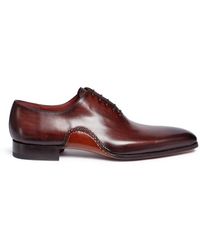 Magnanni Stitched Detail Leather Oxfords Men Shoes Lace Ups Oxfords Stitched Detail Leather Oxfords - Brown