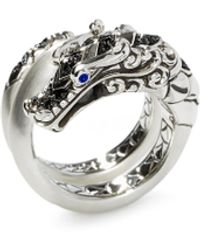John Hardy 'legends Naga' Treated Black Sapphire Black Spinel Sapphire Eyes Sterling Silver Ring - White