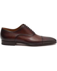 Magnanni Panelled Leather Oxfords Men Shoes Lace Ups Oxfords Panelled Leather Oxfords - Brown