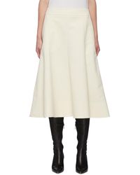 Jil Sander Knee Length Fluted Cotton Skirt Women Clothing Skirts Knee Length Fluted Cotton Skirt - White