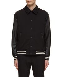 Theory - Leather Sleeve Varsity Jacket - Lyst