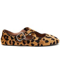 Alaïa - Crisscross Strap Leopard Print Leather Ballerina Flats - Lyst