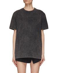 Alexander Wang New York Logo Embossed Cotton Crewneck T-shirt - Black