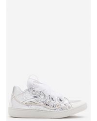 Lanvin - Curb Sneakers In Crinkled Metallic Leather - Lyst