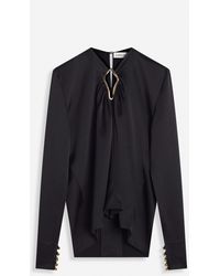 Lanvin - Draped Top With Eyelet Detail - Lyst