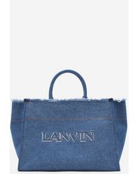 Lanvin - In & Out Mm Tote Bag In Denim - Lyst