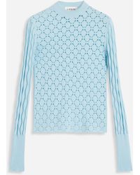 Lanvin - Long-sleeved Top In Lace Effect Knit - Lyst