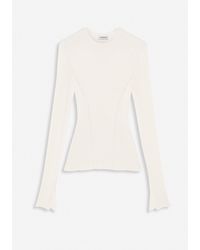 Lanvin - Ribbed Silk And Cashmere Round-neck Top - Lyst