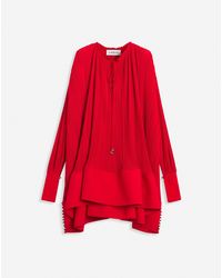 Lanvin - Flared Pleated Dress With Long Sleeves - Lyst