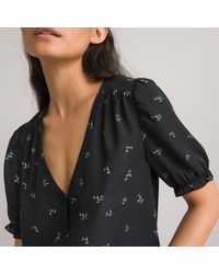 La Redoute - Camisa con cuello de pico y manga corta, estampado de flores - Lyst