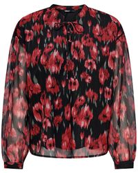 ONLY - Blusa de cuello redondo, manga larga y estampado floral - Lyst
