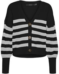 Vero Moda - Chaqueta de punto con cuello de pico, a rayas - Lyst