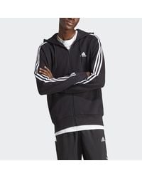 adidas - Chaqueta con capucha y cremallera 3 bandas Essentials - Lyst