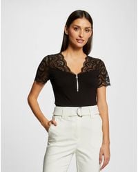 Morgan - Camiseta de manga corta con piezas de encaje - Lyst