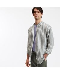 La Redoute - Camisa recta de lino a rayas con cuello mao - Lyst