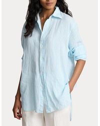 Polo Ralph Lauren - Camisa de lino a rayas de manga larga - Lyst